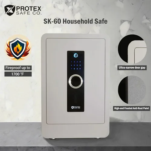 Miniatura 2 de ProtexSafe SK-60 - Caja fuerte de acero ignífugo para el hogar con teclado biométrico, digital, cerradura de llave, 1.32 pies cúbicos, 11.8 x 14.5 x