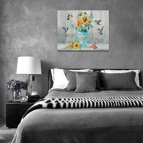 Miniatura 7 de Bulldog Leather Works Lienzo decorativo abstracto de colibrí y girasol, con citas inspiradoras, póster de flores de granja, decoración moderna