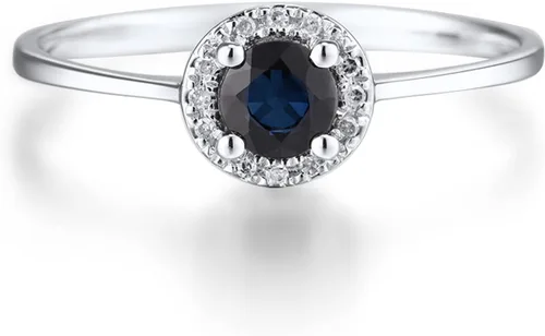 Miniatura 2 de Santuzza Anillo delicado de oro macizo de 10 quilates con piedras preciosas de diamante genuino para mujer
