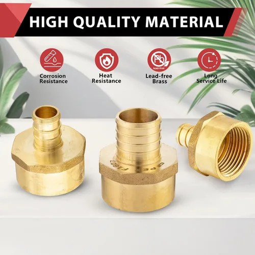 Miniatura 4 de EFIELD Barb Crimp Pex - Adaptador NPT hembra de 1 pulgada x 1 pulgada, adaptador NPT de latón, ASTM F1807, (PEX1807335), (PEX1807335)