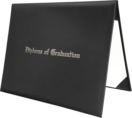 Cubierta impresa para diploma de graduación de 8.5 x 11 pulgadas, cubierta acolchada de cuero sintético para certificado (negro)