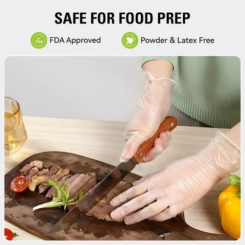 Miniatura 2 de SWIFTLITE Disposable Vinyl Gloves, Food Safe, Latex-Free Powder-Free Clear Plastic Gloves for Cooking, House Clean, Food Prep