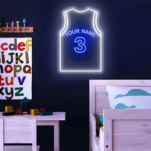Miniatura 3 de Letreros de neón de jersey de baloncesto personalizables, letrero de neón LED personalizable para decoración de pared, luces de neón LED