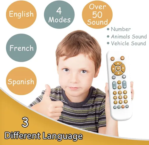 Miniatura 4 de Juguete de control remoto de TV para bebés con sonido y luz musical, juguete realista para niños pequeños, juguete de aprendizaje educativo temprano