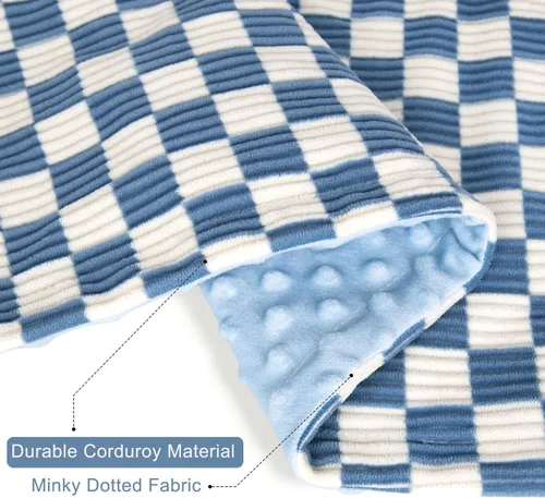 Miniatura 2 de Manta de bebé para niños y niñas, cuadrícula de tablero de ajedrez 3D, ultra suave y acogedora, manta de pana para niños pequeños, diseño a rayas