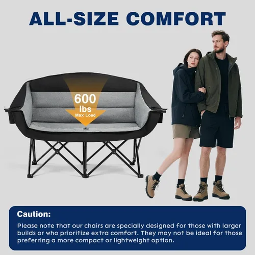 Miniatura 6 de apollo walker Silla de Campamento Doble de Gran Tamaño para 2 Personas - Sofá de Campamento Extra Ancho y Resistente de 600 libras con Portavasos