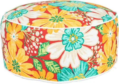 Miniatura 15 de Magpie Fabrics Taburete inflable para interiores y exteriores, reposapiés redondo, repelente al agua, 20 x 9 pulgadas de alto, portátil para patio