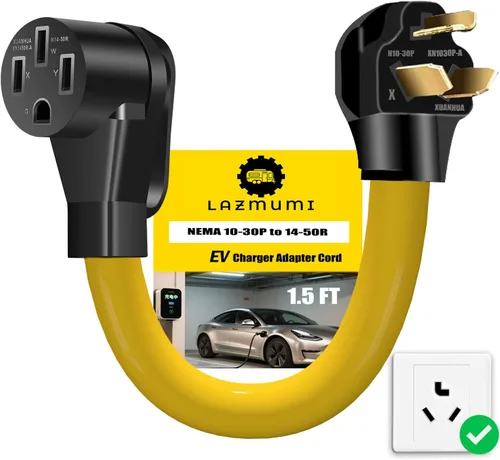 Miniatura 8 de Cable adaptador de cargador NEMA 14-30P a 14-50R EV, 125V/250V 4 clavijas de estilo moderno para secadora (después de 1996) a enchufe de cargador