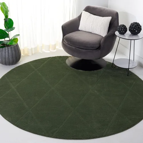 SAFAVIEH Colección Revive Alfombra de Área - 6'7" Redonda, Verde, Diseño Enrejado, No Desprende Pelusa y de Fácil Cuidado, Ideal para Áreas de Alto