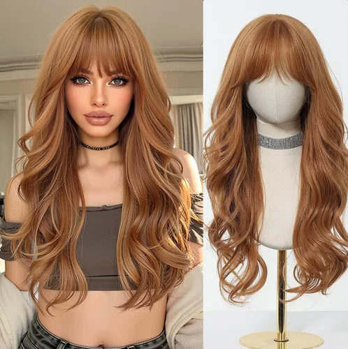 Miniatura 21 de Esmee Pelucas largas y onduladas para mujer, cabello sintético natural, resistente al calor, para uso diario y fiestas, cosplay, 24 pulgadas