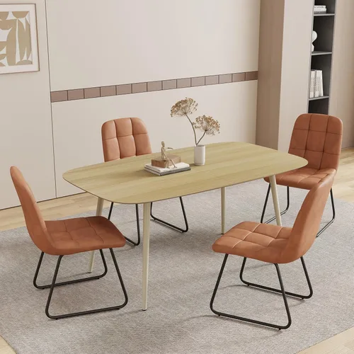 Miniatura 42 de HIPIHOM Mesa de comedor moderna de granja de 47.2 pulgadas, mesa de comedor rectangular de madera con patas de metal para 4 personas para comedor