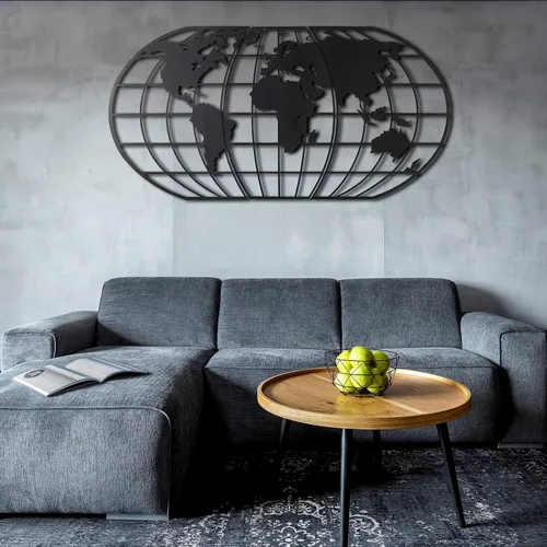 Miniatura 5 de Tubibu Arte de pared moderno, 100% metal, globo metálico del mapa del mundo, tamaño (23.6 x 47.2 pulgadas), colgante de pared para sala de estar