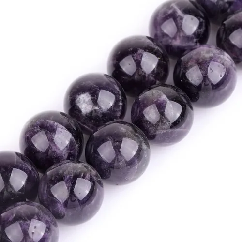 Miniatura 32 de GEM-Inside Cuentas sueltas de amatista natural de 14 mm, gemas de cristal redondo, piedra de energía para hacer joyas, 15 pulgadas Amatista oscura