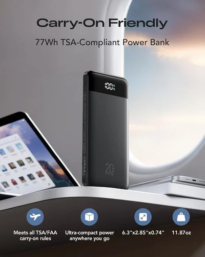 Miniatura 6 de Orfeika Cargador Portátil de 20000mAh con Carga Rápida, Cargador con 4 Cables Integrados y 6 Salidas, Paquete de Batería USB C de 20W PD Compatible