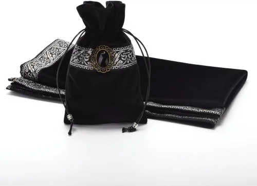 Miniatura 5 de BLESSUME Mantel de tarot de altar para lectura con bolsa negra