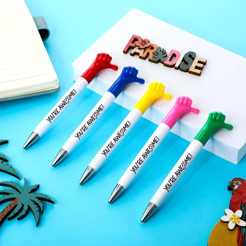 Miniatura 6 de Fumete 50 bolígrafos con texto en inglés "You're Awesome Thumbs up", regalos de agradecimiento, citas inspiradoras, divertidos bolígrafos