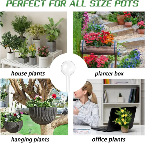 Miniatura 7 de Gddochn 12 piezas, globos de riego transparentes para plantas, bombillas de riego automático de plástico para jardín, globos de riego automático
