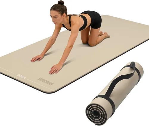 Miniatura 9 de Tapete de yoga ancho de 31.5 in, antideslizante, extra grueso, de 1/3 pulgadas, material TPE de alta resistencia, esterillas de yoga caliente