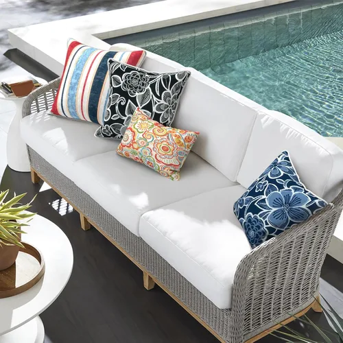 Miniatura 386 de Juego de 2 almohadas para exteriores de 16 x 16 pulgadas, repelentes al agua con interiores, para muebles de patio, hogar, jardín, geometría bohemia