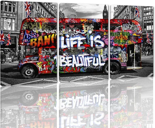 Miniatura 107 de 3 Piezas de Arte de Pared Banksy en Lienzo, Póster de Graffiti, Decoración de Pared con Citas Inspiradoras, Nunca Te Rindas, Obras de Arte para Sala