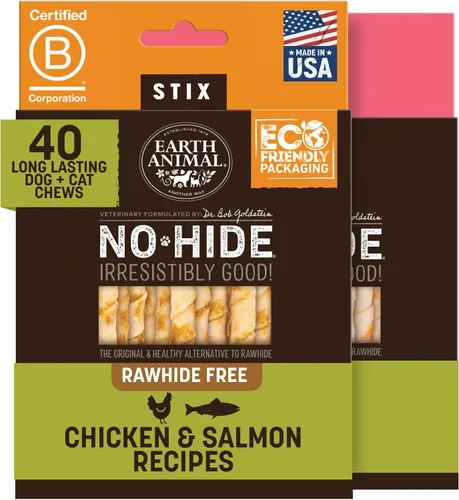 Miniatura 22 de Earth Animal No Hide Stix - Palitos masticables de larga duración sin piel para perros pequeños, libres de cuero, sabor a carne de res - 30
