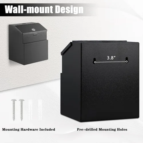 Miniatura 6 de KYODOLED Caja de sugerencias con candado y 50 tarjetas de sugerencia gratis, boleta de metal montada en la pared, caja de donación y colección