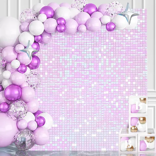 Miniatura 10 de Telón de fondo rojo iridiscente, paneles de fondo de pared brillante, fondo de Navidad para despedida de soltera, despedida de soltera, escenario