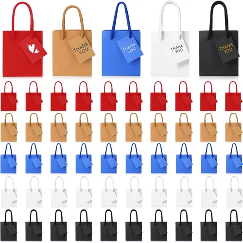 Miniatura 15 de Zhehao Paquete de 50 mini bolsas de regalo para el Día de la Madre a granel de 4 x 2.75 x 4.5 pulgadas, pequeñas bolsas de regalo de agradecimiento