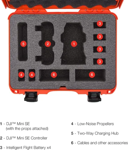 Miniatura 6 de NANUK 910 Estuche rígido impermeable con inserto de espuma para DJI Mini SE Fly More Kit - Naranja, (910-MAVMSE3)