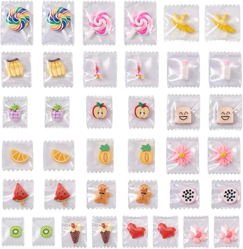 Miniatura 8 de Mega Pet 40 dijes de resina de frutas y verduras, fresa, piña, uva, cereza, resina, hongos, zanahoria, para bricolaje, collares, pulseras, aretes