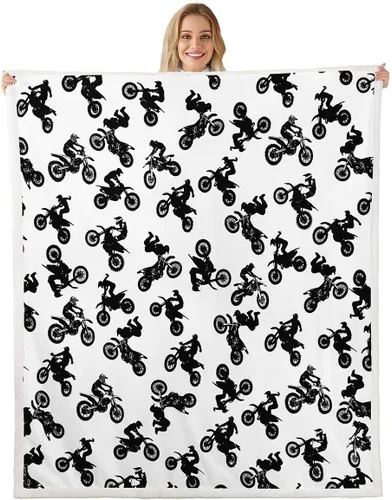 Manta de forro polar de motocross para cama, sofá, niños, deportes extremos de motocicleta, manta mullida para motocross, motocicleta, manta Sherpa