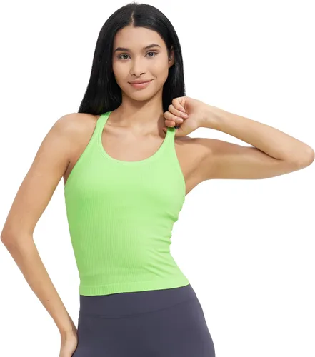 Miniatura 76 de sphinx cat - Camiseta corta de entrenamiento para mujer, camiseta sin mangas, acanalada, con espalda cruzada y brasier integrado