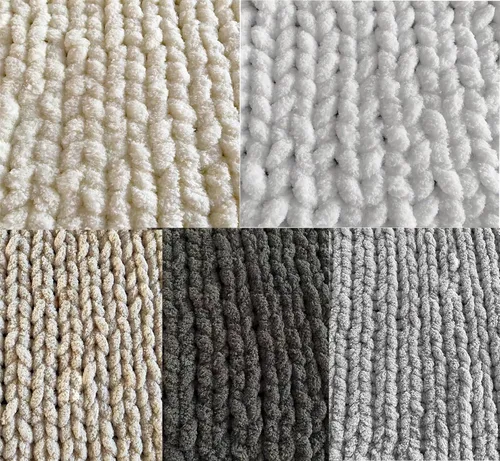 Miniatura 2 de INNDUN Hilo grueso para tejido de brazo, hilo de chenilla gris grueso