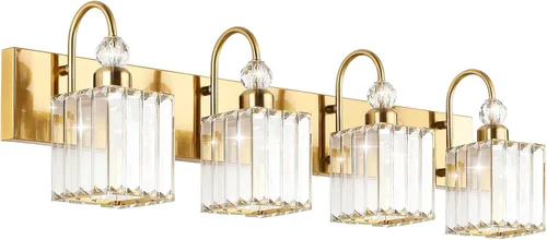 Miniatura 21 de Ralbay - Luces LED modernas de tocador para baño de 5 luces, luces de tocador de cristal sobre espejo, lámparas modernas de tocador para baño