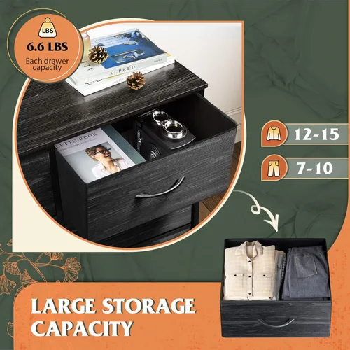Miniatura 5 de WLIVE - Cómoda alta negra para dormitorio con 10 cajones, cómoda de dormitorio, muebles de dormitorio, unidad organizadora de almacenamiento