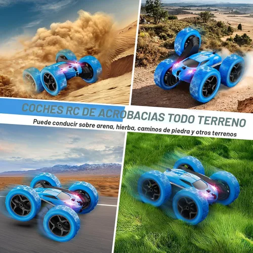 Miniatura 5 de QUNREDA Coche de control remoto, juguetes de autos RC para niños de 6 a 12 años, auto de acrobacias 4WD con luces LED y giros de 360°, 2.4GHz, 1-azul