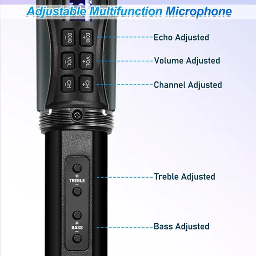 Miniatura 3 de Sistema de karaoke de micrófono inalámbrico con receptor Bluetooth recargable, micrófono inalámbrico dinámico de mano profesional, rango UHF de 200