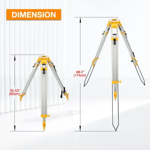 Miniatura 3 de Trípode de topografía, trípode de levantamiento de aluminio con abrazadera rápida de cabeza plana de 11 roscas de 5/8 pulgadas para estación total