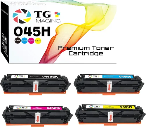 Paquete de 4 cartuchos de tóner compatibles 045H (alto rendimiento) para impresoras de tóner Canon 045 CRG-045H Color imageCLASS MF634Cdw LBP612Cdw