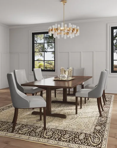Miniatura 2 de Manhattan Comfort Shubert - Silla de comedor moderna de terciopelo y piel sintética, diseño de doble tapicería sobre marco de madera de haya maciza
