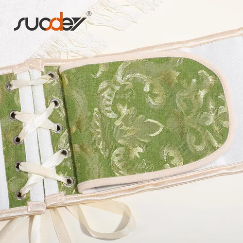 Miniatura 42 de SUOSDEY Cinturón de corsé de jacquard para mujer, corsé pirata steampunk renacentista con cordones y cordones