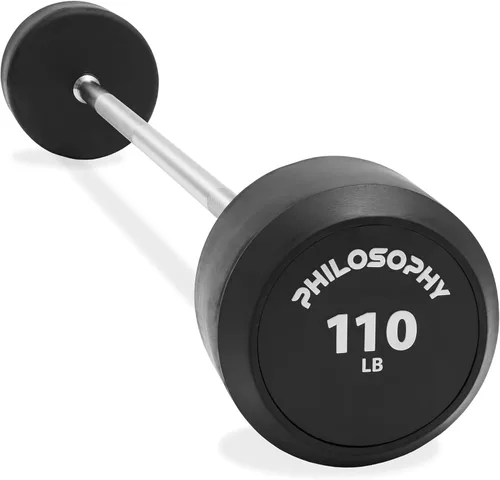 Miniatura 10 de Philosophy Gym Barra fija de goma, barra recta de peso precargada para entrenamiento de fuerza y levantamiento de pesas
