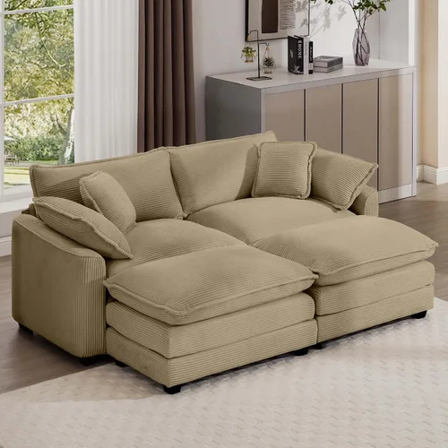 Miniatura 47 de Aoowow Sofá de dos plazas de pana, modernos sofás de nube de 2 plazas para sala de estar, sofás modulares de nube seccionales con asiento profundo
