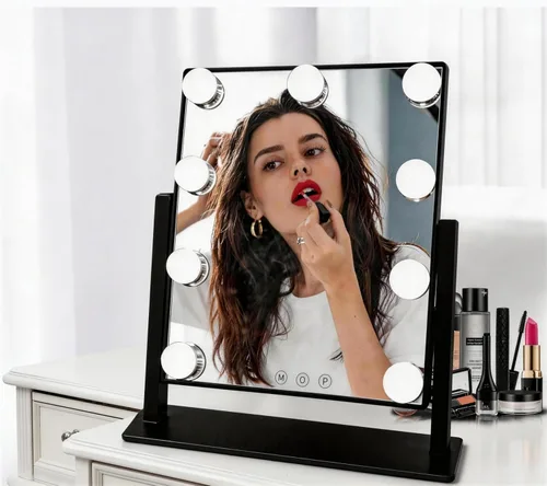 Espejo de tocador de maquillaje con luces LED, espejo de maquillaje desmontable de 10 aumentos, espejo de maquillaje Hollywood con iluminación,