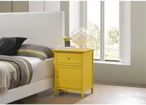 Miniatura 2 de Glory Furniture Izzy Mesita de noche de madera maciza con 1 cajón/1 puerta, color amarillo
