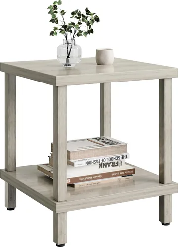 Miniatura 13 de MMEOLUOOK MLBZ06R - Mesa auxiliar cuadrada grande para sofá, mesa de centro industrial de 20 pulgadas, mesa de noche con estante de almacenamiento