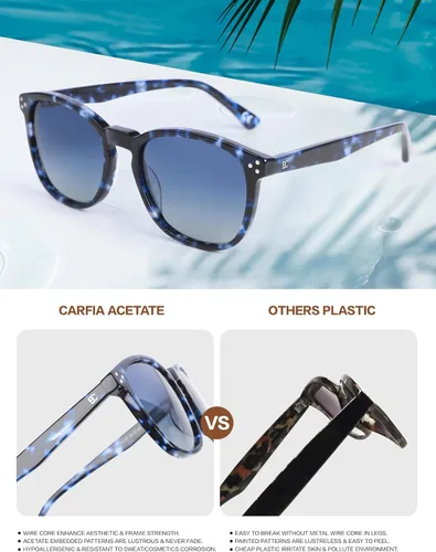 Miniatura 54 de Gafas de sol polarizadas para mujer con protección UV para mujer, a la moda, grandes sombras con marco de acetato BC2110