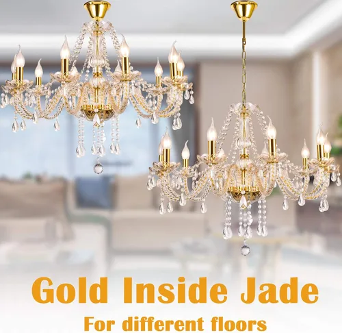 Miniatura 4 de lámparas de araña de cristal K9 tipo candelabro con 10 luces, lámpara colgante para techo, lámpara de montaje para comedor, sala de estar