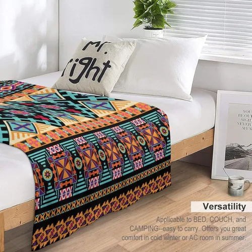 Miniatura 4 de Manta azteca tribal del suroeste, manta de franela súper suave para cama y sofá (franela de 10.32 oz/m²), 50 x 70 pulgadas