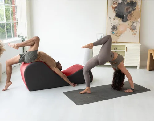 Miniatura 5 de Avana Chakra Yoga Chaise - 2 reposacabezas ajustables y asas con correas ajustables, micro terciopelo/microbucle, rojo y gris